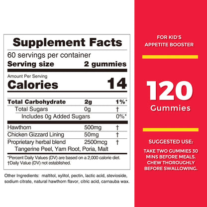 Appetite Booster Gummie Sugar-Free | Kids  | 120 Gummies