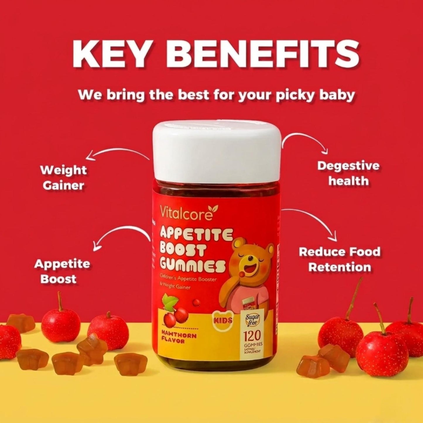 Appetite Booster Gummie Sugar-Free | Kids  | 120 Gummies